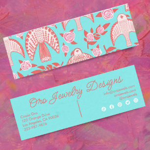 Falcons en Rozen Elegant botanische eminine Mini Visitekaartje