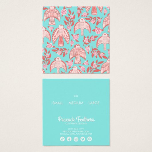 Falcons & Roses Cute Clothing Size Price Hang Tag Vierkante Visitekaartjes (Voorkant /achterkant)