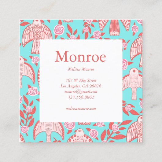 Falcons & Rozen Chique Elegante Orde Dank u Vierkante Visitekaartje (Achterkant)