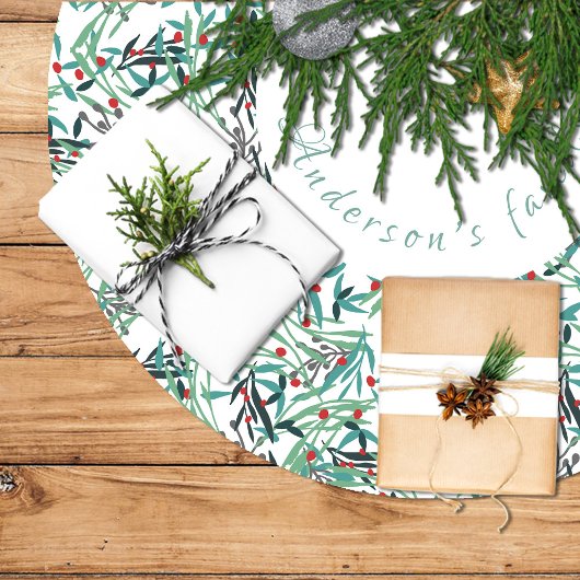 Falda de árbol navidad con diseño de acebo kerstboom rok