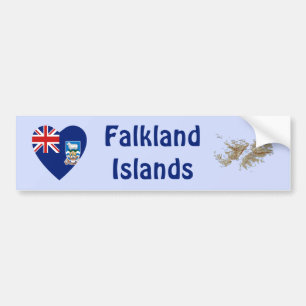 Falklandeilanden Vlag Hart + Landkaart Bumperstick Bumpersticker