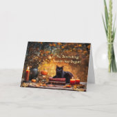 Fall Autumn Bewitching Season Black Cat Magic Book Kaart (Voorkant)