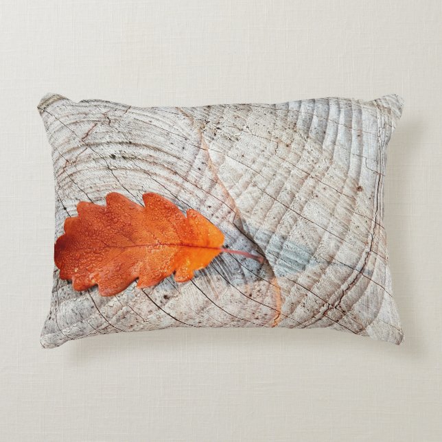 Fall autumn leaves oak leaf wood accent kussen (Voorkant)