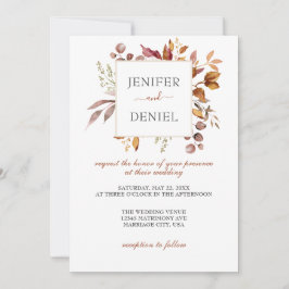 Fall Autumn Leaves Rustic Country Boho Wedding Kaart