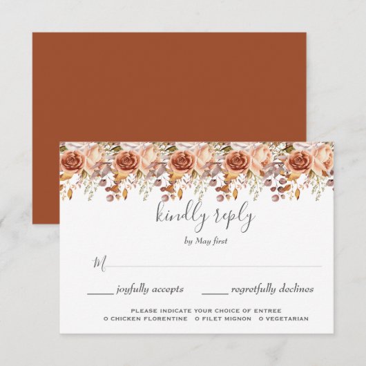 Fall Autumn Leaves Rustic Country Boho Wedding RSVP Kaartje (Voorkant / Achterkant)