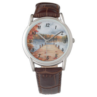 Fall Autumn Nature Lake Trees Landscape Men's  Horloge