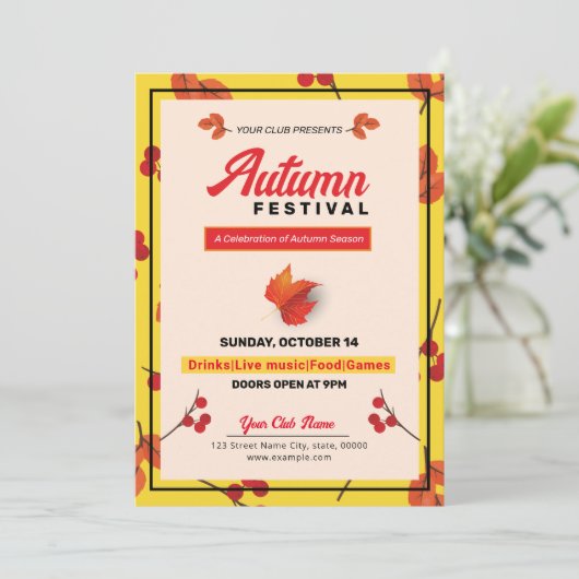 Fall / Autumn Party Flyer Kaart (Staand voorkant)