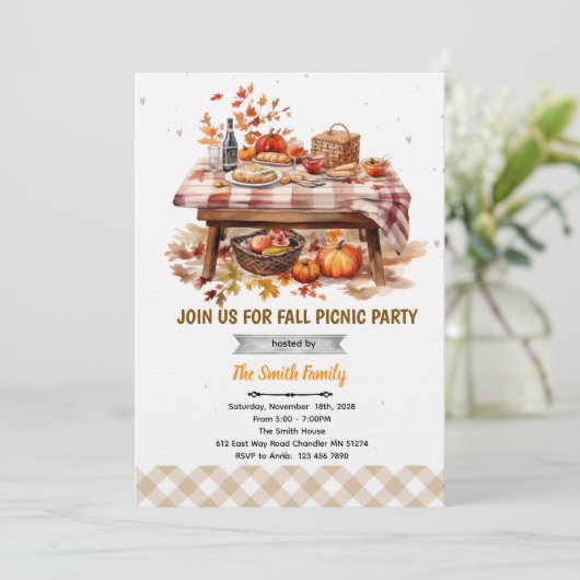 Fall autumn picnic party invitation (Debout devant)