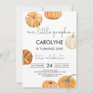 Fall Autumn Pumpkin Birthday Invitation