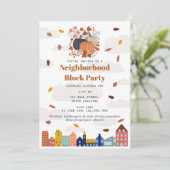 Fall Autumn Pumpkins Neighborhood Block Party Kaart (Staand voorkant)