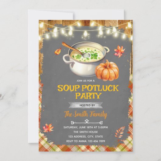 Fall autumn soup swap party invitation (Devant)