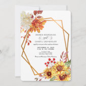 Fall Autumn Sunflower Wedding Invitation  Kaart (Voorkant)