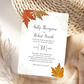 Fall Autumn Watercolor Leaves Wedding Custom Kaart