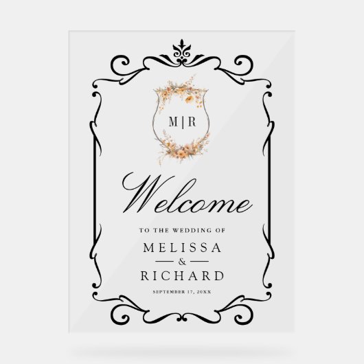 Fall Autumn Wildflower Crest Wedding Welcome (Recto)