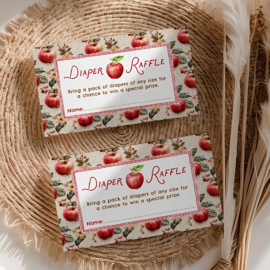 Fall Baby Shower Apple Diaper Raffle Informatiekaartje