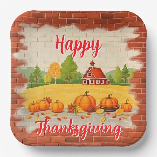 Fall Beautiful Trendy Happy Thanksgiving Papieren Bordje (Voorkant)