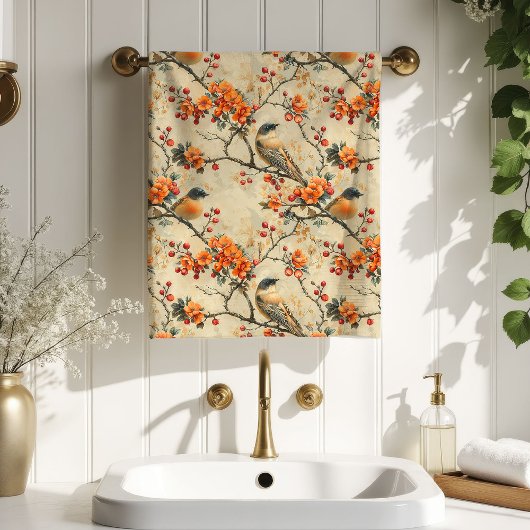 Fall Birds & Blooms Towel Gift for Their Bathroom