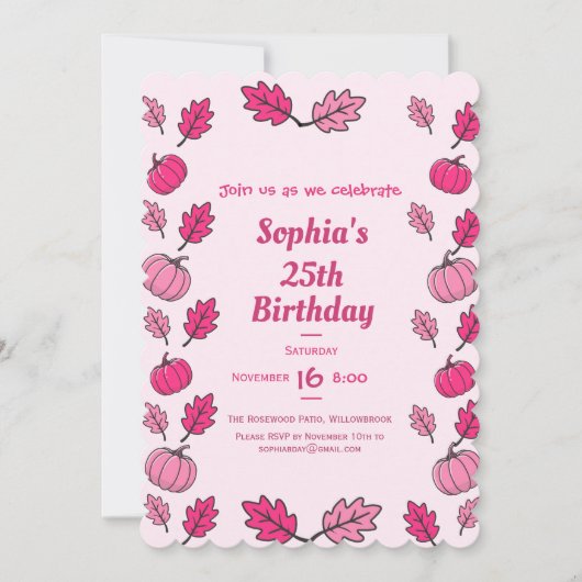 Fall Birthday Party Invitation (Devant)