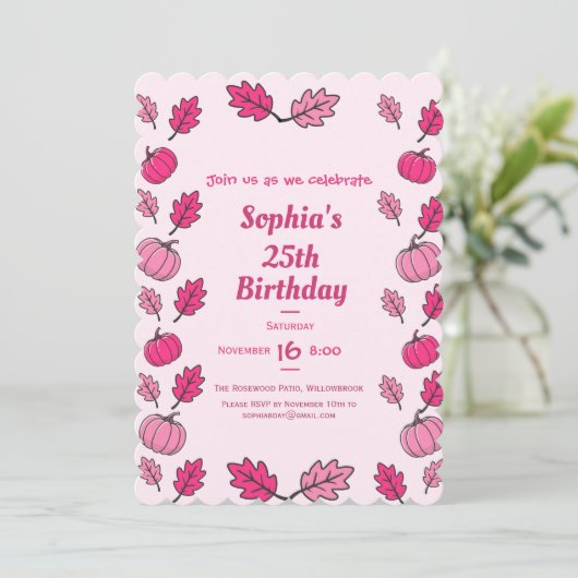 Fall Birthday Party Invitation (Debout devant)