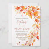 Fall Bladeren Geel en Rood Meisje Doop Kaart (Voorkant)