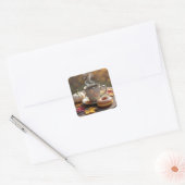 Fall Blessings, Warm Coffee and a Donut Vierkante Sticker (Envelop)