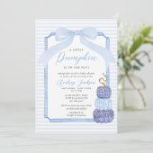Fall Blue Chinoiserie Blue Pumpkin Baby Shower Inv Kaart (Staand voorkant)