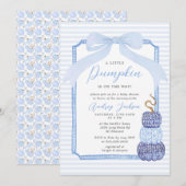 Fall Blue Chinoiserie Blue Pumpkin Baby Shower Inv Kaart (Voorkant / Achterkant)