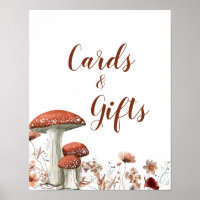 Fall Boho Mushroom Floral Cards & Gifts Poster