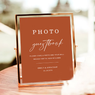 Fall Boho Terracotta Mariage Photo Livre d'or Sign
