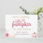 Fall Boho Thanksgiving Citrouille Baby Faire-part (Debout devant)