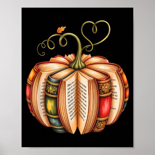 Fall Book Pumpkin Fall Librarians Bookworm Teacher Poster (Voorkant)