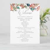 Fall Botanical Wedding | Watercolor Berry Leaves Programma (Staand voorkant)