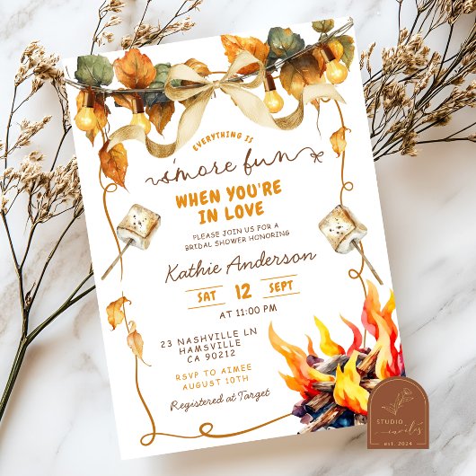 Fall Bow Coquette s'more bridal shower invitation