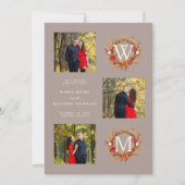 Fall Brown Gold Exquisite Modern 3 Wedding Photos Save The Date (Voorkant)