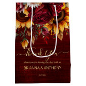 Fall bruiloft bogunde rozen zonnebloemen medium cadeauzakje (Achterkant)