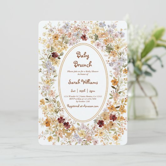 Fall Brunch Baby Shower Invitation Kaart (Staand voorkant)