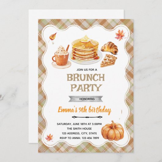 Fall brunch party invitation kaart (Voorkant / Achterkant)