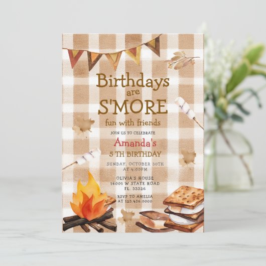 Fall Camping Bonfire  Marshmallow Theme Kaart (Staand voorkant)