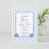 Fall Chinoiserie Blue Pumpkin Bridal Shower  Kaart (Staand voorkant)