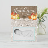 Fall Christening Merci Cartes pour Garçon, Citroui (Debout devant)