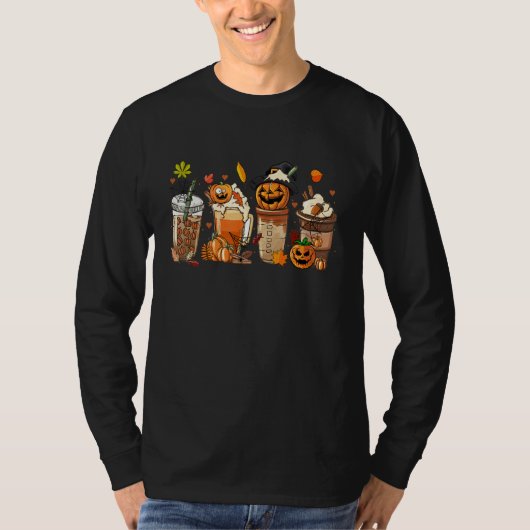 Fall Coffee Pumpkin Spice Latte Drinks Thanksgivi T-shirt (Voorkant)