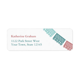 Fall Colors Mexican Fiesta Banner Return Address Etiket