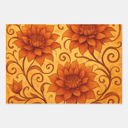 Fall Dahlia Sunrise & Sunset Wrapping Paper (Voorkant)