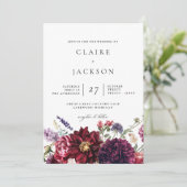 Fall Dahlias Moderne Faire-part de mariage (Debout devant)