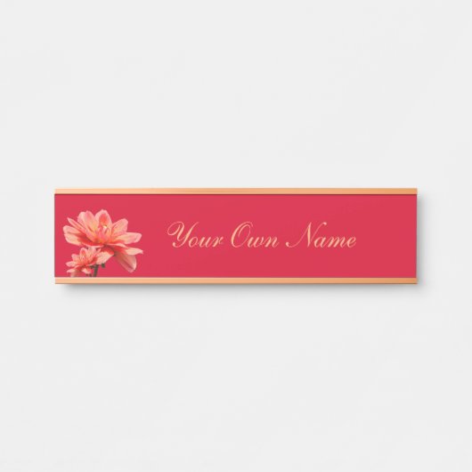 "Fall Dahlias" Red Hanging Nom Plaque Porte Signal (Devant)