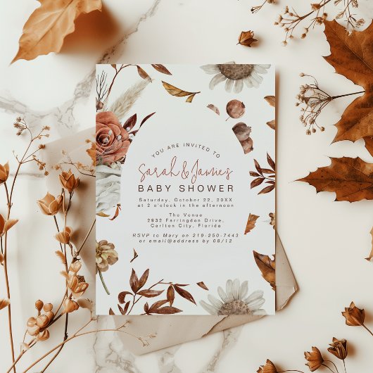 Fall Floral baby shower Kaart