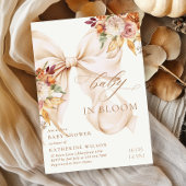 Fall Floral Bow Baby Shower Invitation