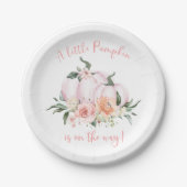 Fall Floral Little Pumpkin Baby Shower Papieren Bordje (Voorkant)