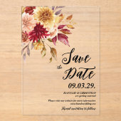 Fall Floral Save the date Acryl Uitnodigingen (Voorkant)