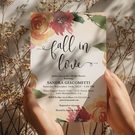 Fall Floral Scripture Bridal Shower Invitation Kaart